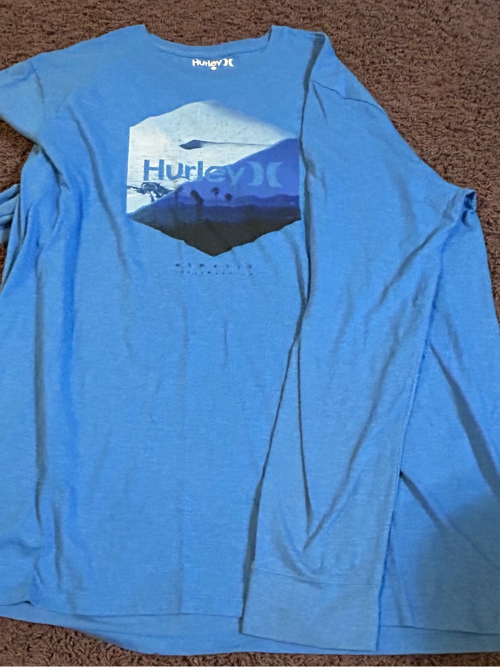 Hurley Men's Light Blue Long-Sleeve Graphic Tee